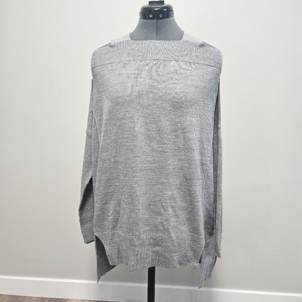 Fiorucci Oversized Cold Shoulder Tunic Sweater Dress Square Neck Gray Women's XS